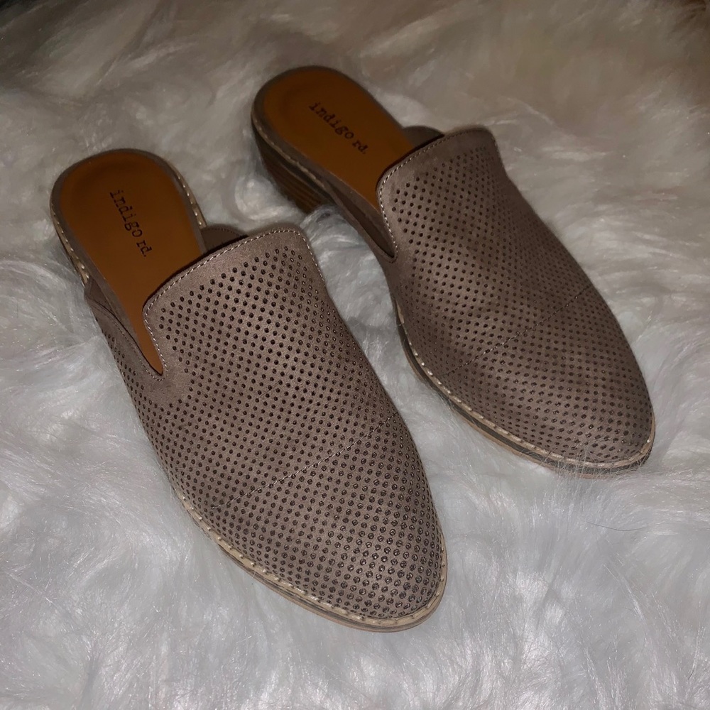 Suede Perforated Mules
